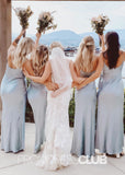 Eleanore |Long Light Blue Bridesmaid Dresses Mermaid Spaghetti Straps Satin