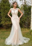 Laurel | Exquisite Mermaid High Neck Lace Backless Wedding Dress with Tulle Train