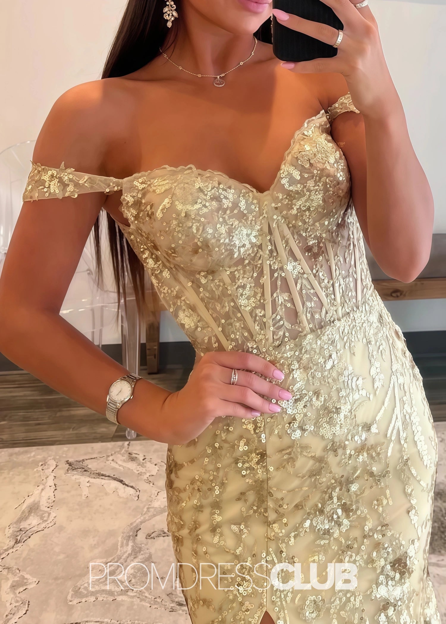 Hazel |Long Black Prom Dresses Near Me With Sequins Mermaid Off the Shoulder Split