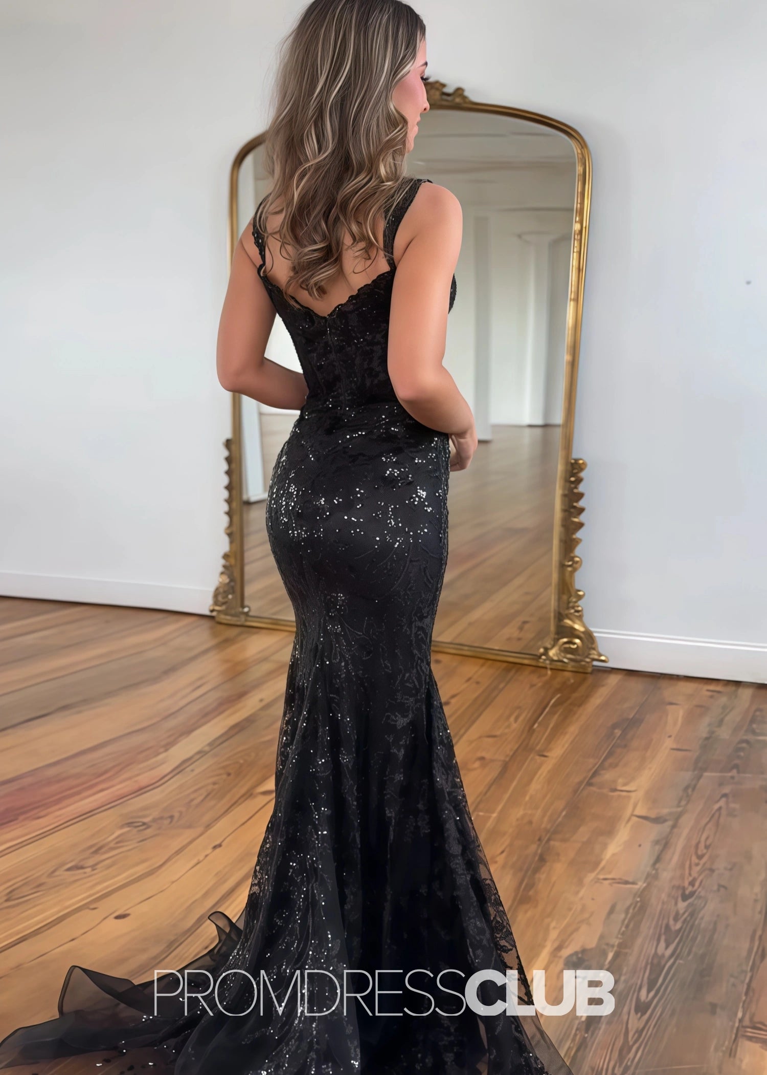 Hazel |Long Black Prom Dresses Near Me With Sequins Mermaid Off the Shoulder Split