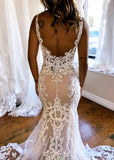 Lorraine | Stunning Mermaid Backless Lace Wedding Dress with Long Train - Perfect for Any Wedding!