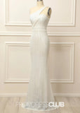 Genevieve |Long White Prom Dresses Near Me With Mermaid One Shoulder Sequins