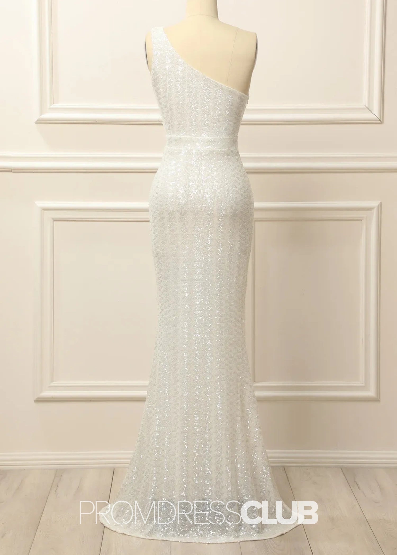 Genevieve |Long White Prom Dresses Near Me With Mermaid One Shoulder Sequins