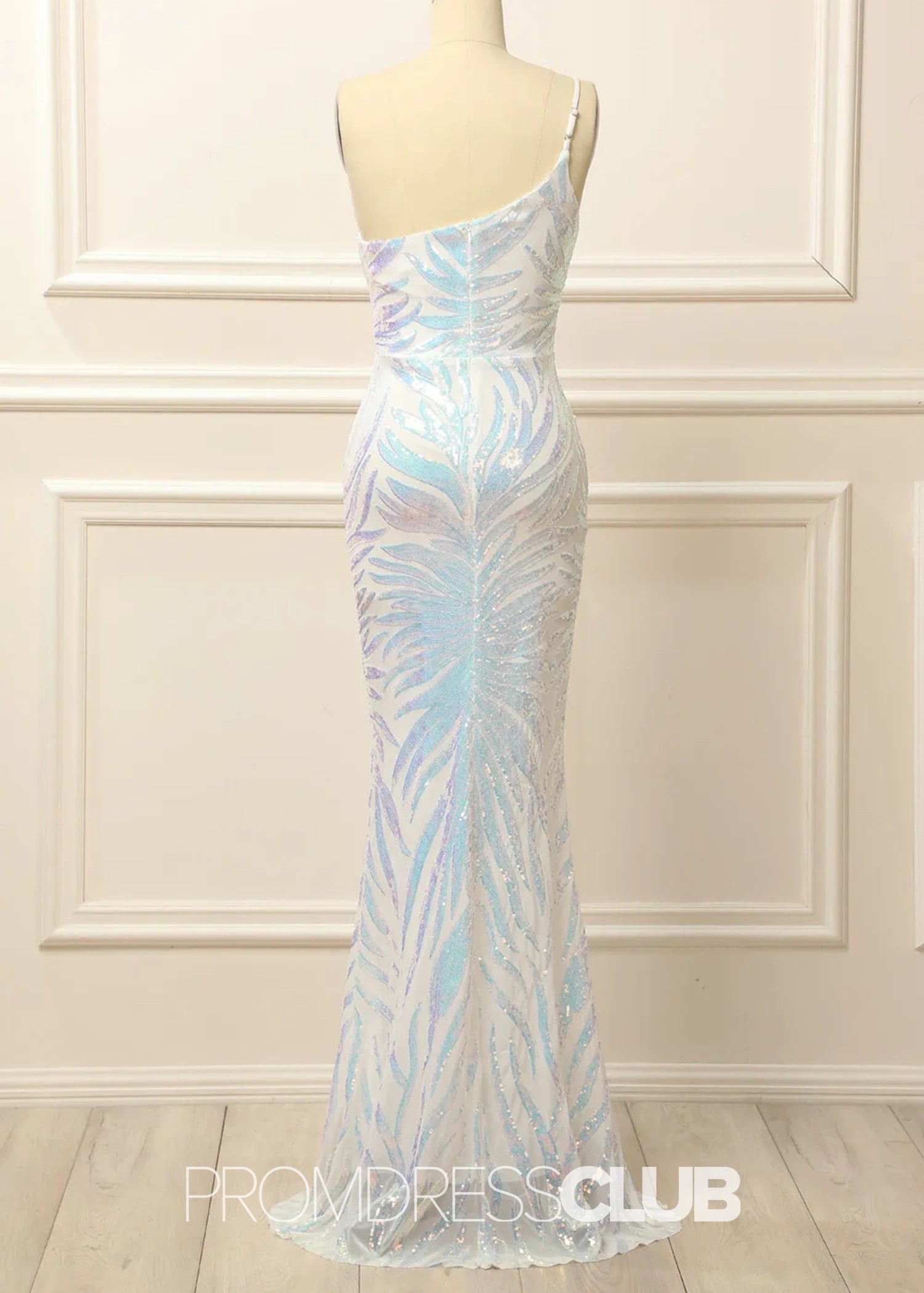 Georgia |Long Glitter White Prom Dresses Near Me With Mermaid One Shoulder Sequins