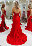 Catherine | Stunning Red Beaded Strapless Mermaid Formal Dress – Perfect for Glamorous Events