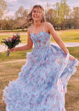 Cora | Charming Lavender Floral Corset Ruffle Prom Dress: Effortless Elegance for Your Special Night