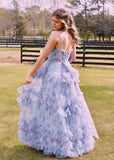 Cora | Charming Lavender Floral Corset Ruffle Prom Dress: Effortless Elegance for Your Special Night