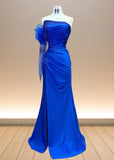 Delilah | Elegant Royal Blue Strapless Beaded Satin Formal Dress with Crystal Accents – A Royal Touch for Glamorous Events