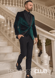 Adam |Dark Green Velvet Prom Suits For Men With Fashion Shawl Lapel | Three Pieces Bespoke Wedding Groom Suits - 34 - PromDressClub