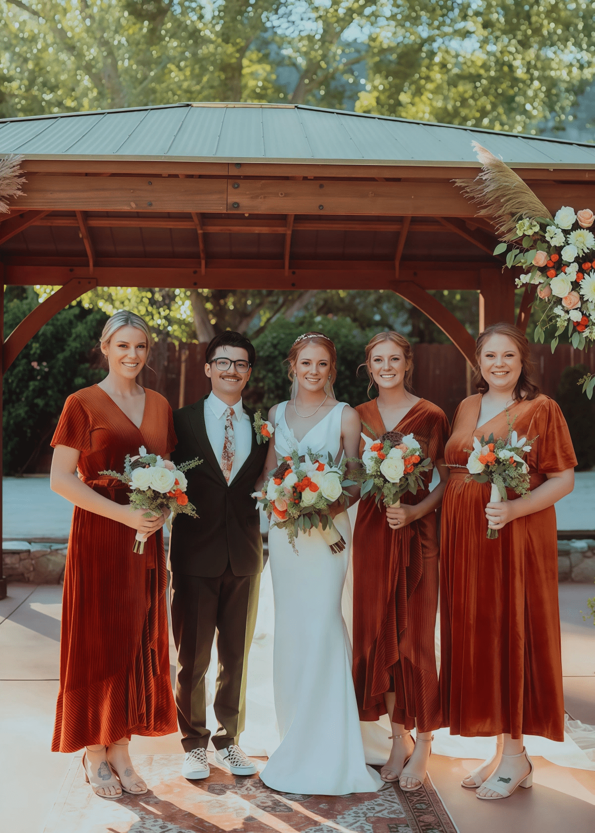 Alma | Immensely Glam Sheath Rust Orange Velvet Midi Bridesmaid Dress with V Neck and Short Sleeve - Rust - PROMDRESS Club