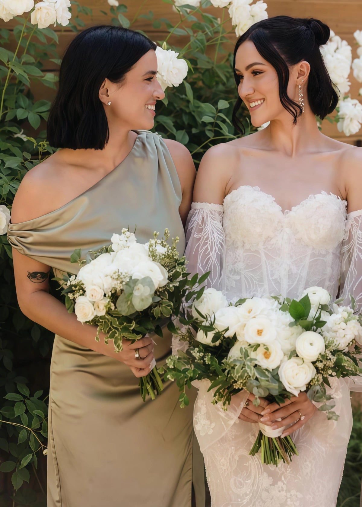 Amelia | Sheath Pleated Hot Pink Stretch Satin Maxi Bridesmaid Dress with Slit and One Shoulder - Sage - PROMDRESS Club