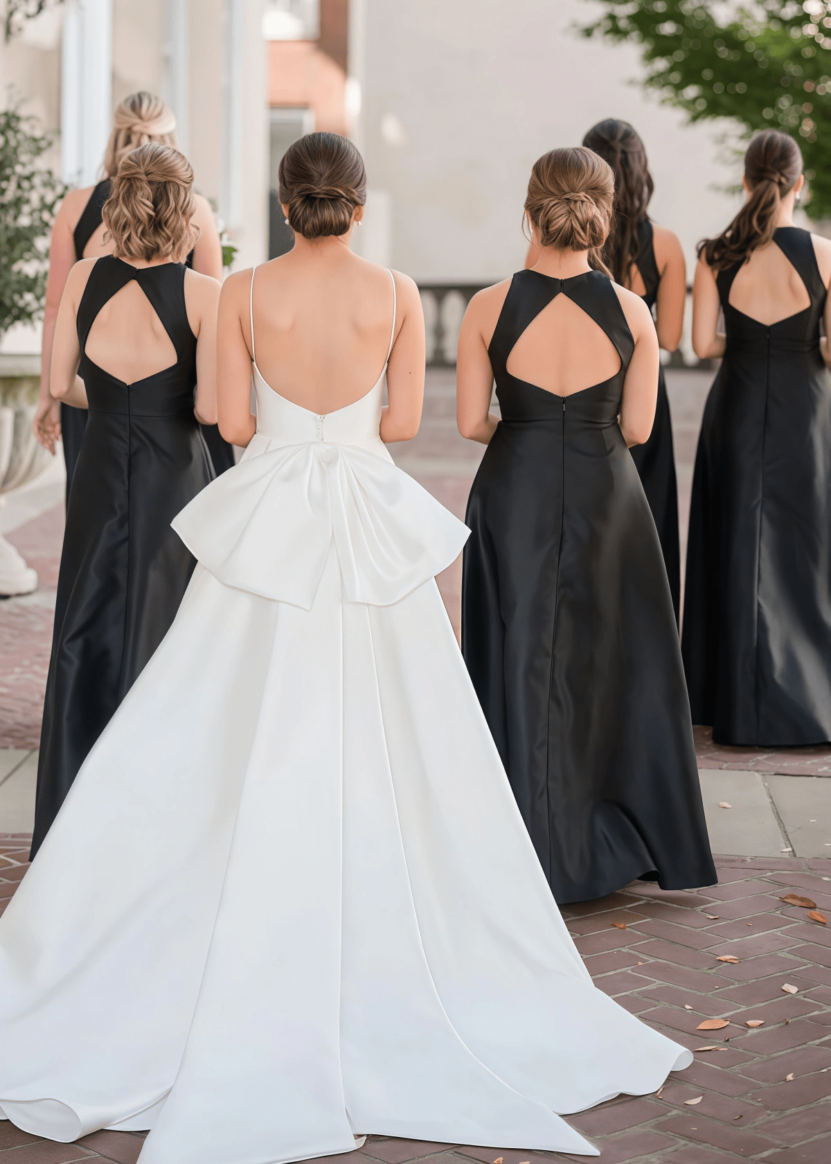 Aurora | Love In Your Eyes A - Line Backless Black Satin Maxi Bridesmaid Dress with Round Neck - Black - PROMDRESS Club