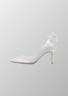 Blush Pink and White Stiletto Satin Bow Heels with Captivating for Every Elegant Affair Color White