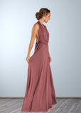 Cathy | Chic Infinity Dusty Rose Chiffon Maxi Bridesmaid Dress with Convertibl - Dusty Rose - PROMDRESS Club