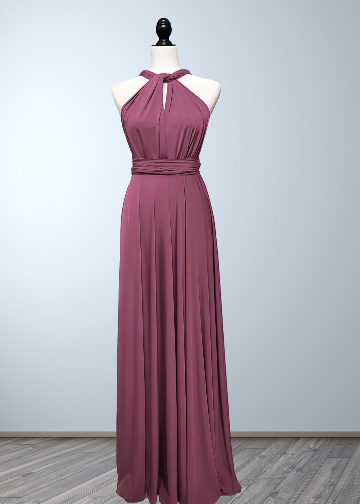 Cecilia | Simple Multiway Convertible Dusty Rose Chiffon Maxi Bridesmaid Dress with Infinity - Dusty Rose - PROMDRESS Club