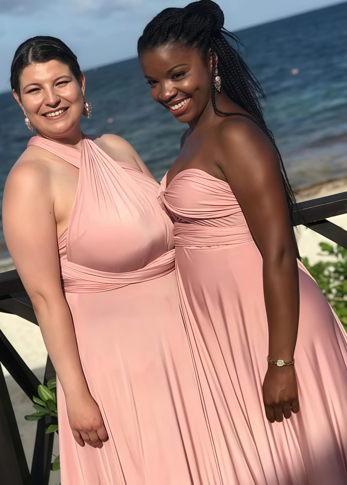 Celeste | Maurine Blush Convertible Chiffon Maxi Bridesmaid Dress with Multiway Infinity - Blush - PROMDRESS Club