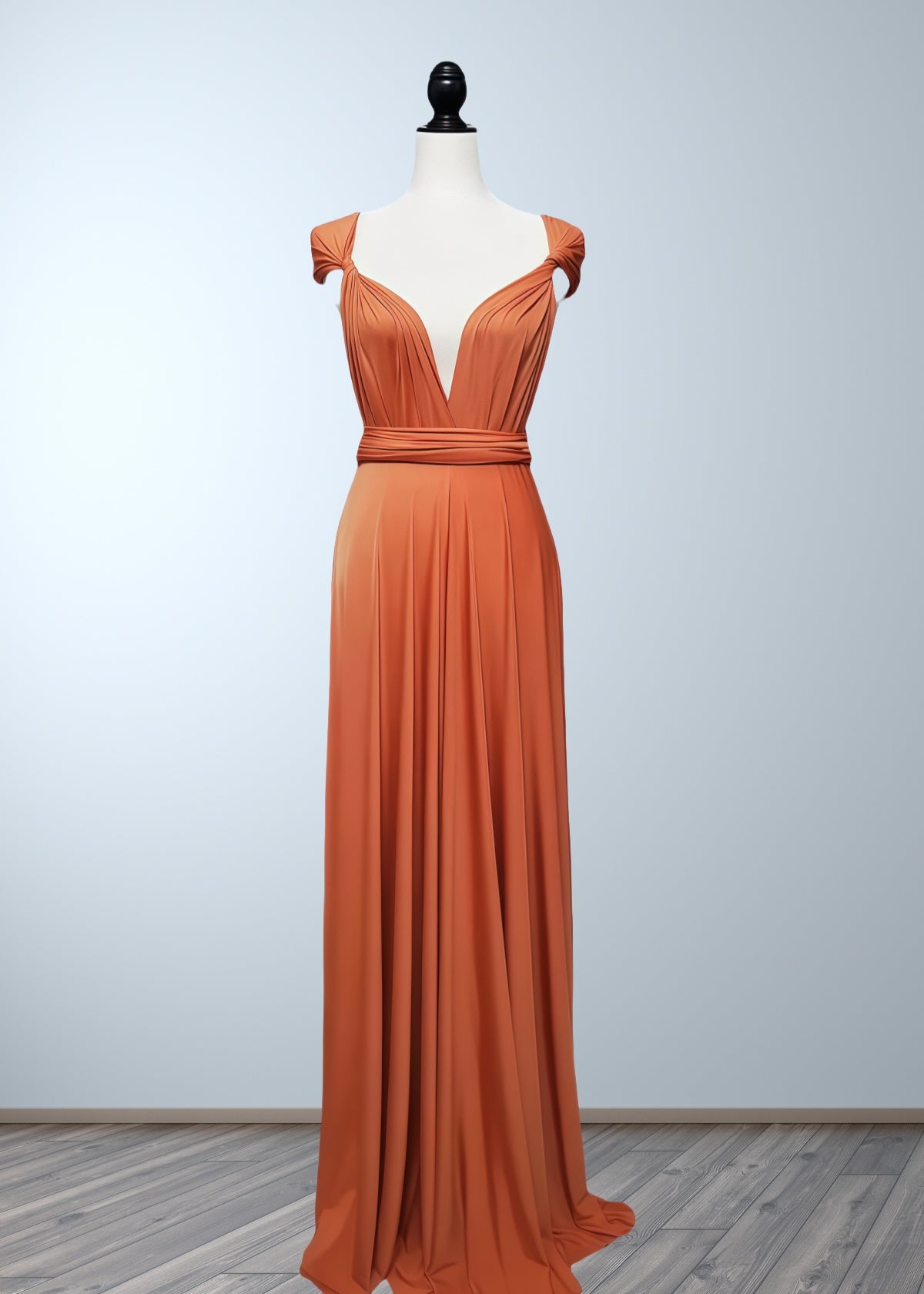 Cherry | Seriously Sensational Plus Size Infinity Rust Chiffon Maxi Bridesmaid Dress with Multiway Convertible - Rust - PROMDRESS Club