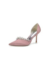 Chic Satin Heels with Pearls: Elevate Your Style with Pointed Toe Heels Color Dusty Rose