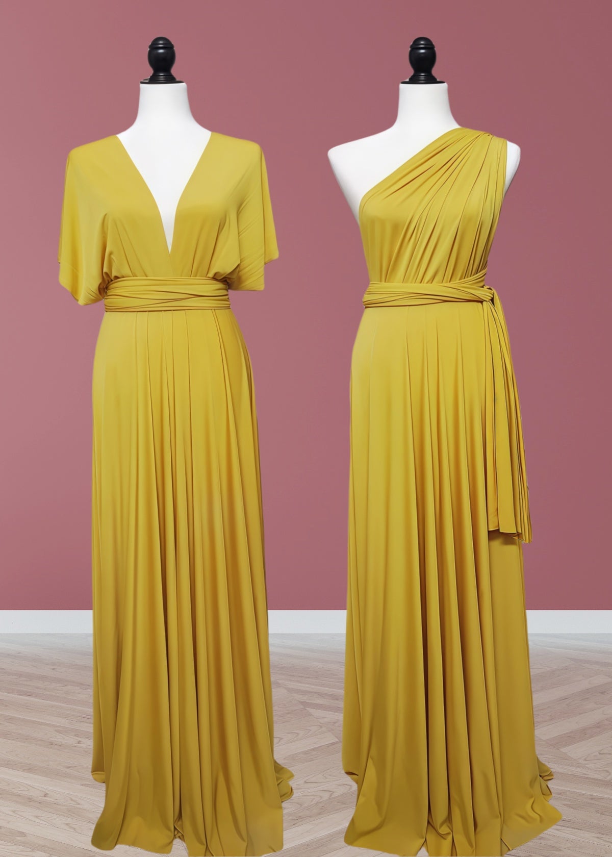 Claire | Purely Elegant Infinity Gold Chiffon Maxi Bridesmaid Dress with Multiway Convertible - Gold - PROMDRESS Club