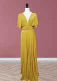 Claire | Purely Elegant Infinity Gold Chiffon Maxi Bridesmaid Dress with Multiway Convertible - Gold - PROMDRESS Club