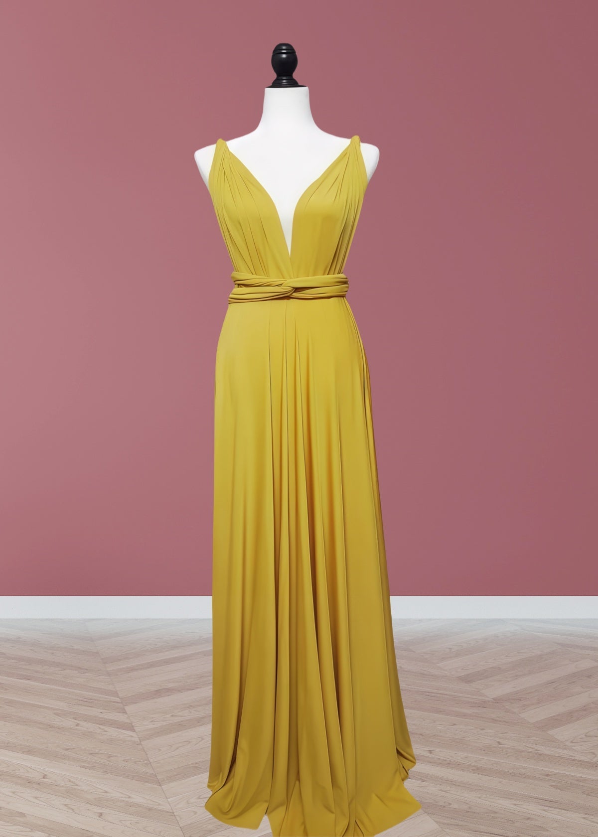 Claire | Purely Elegant Infinity Gold Chiffon Maxi Bridesmaid Dress with Multiway Convertible - Gold - PROMDRESS Club