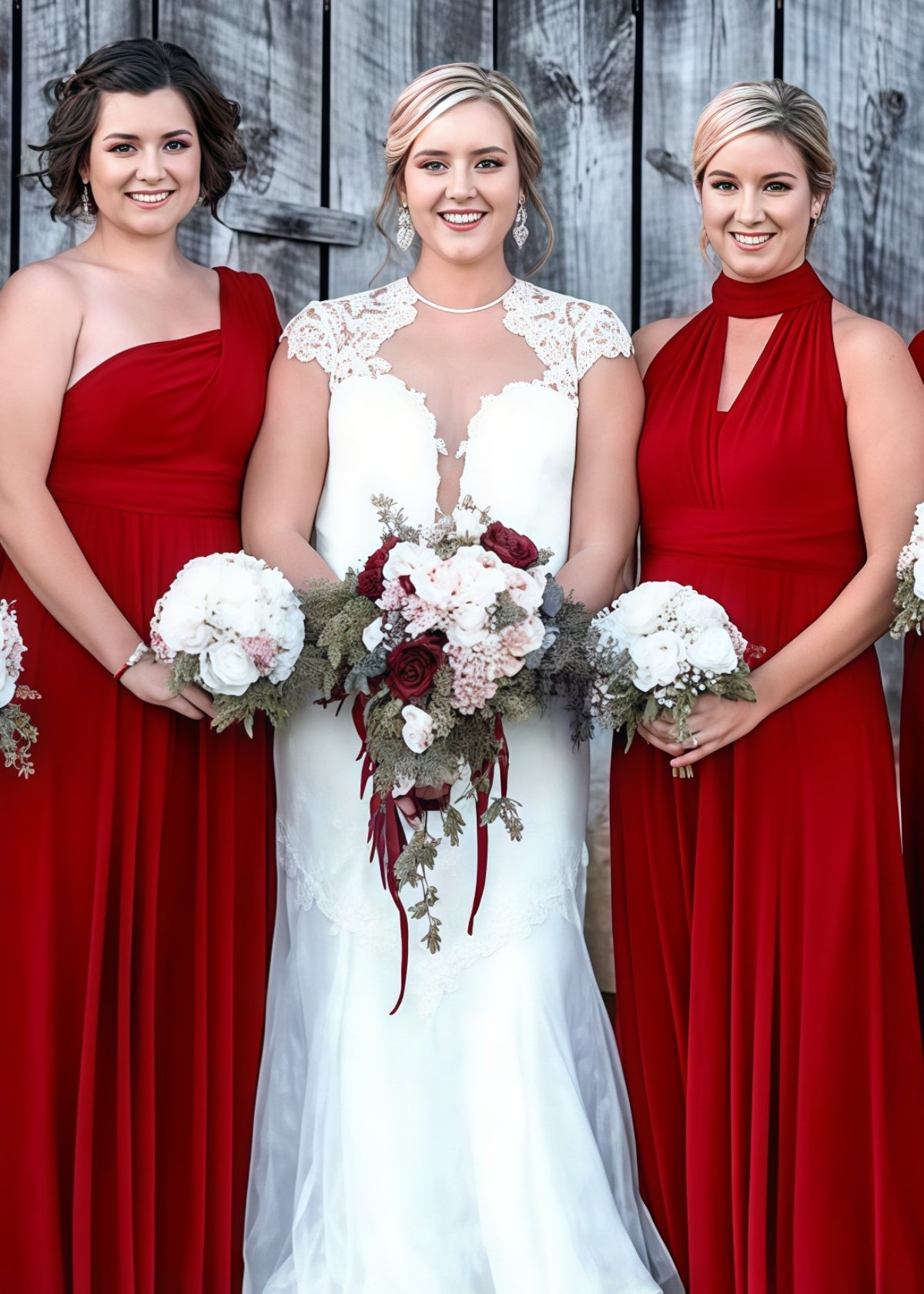 Constance | Cherished Vow Infinity Red Chiffon Maxi Bridesmaid Dress with Multiway Convertible - Red - PROMDRESS Club