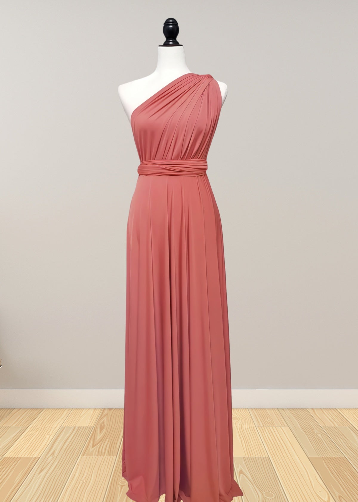 Daphne | Elegance Infinity Peach Chiffon Maxi Bridesmaid Dress with Multiway Convertible - Peach - PROMDRESS Club