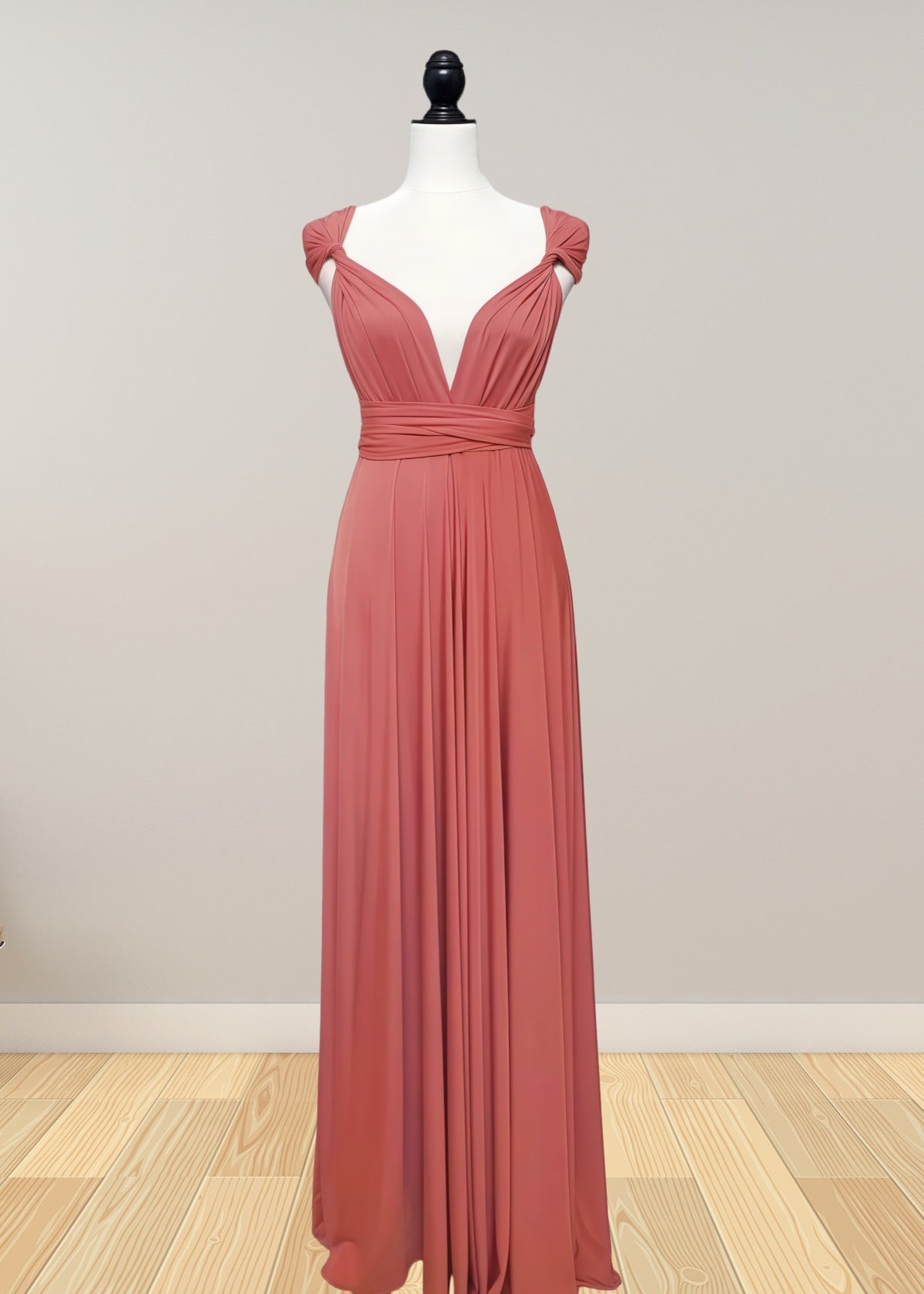 Daphne | Elegance Infinity Peach Chiffon Maxi Bridesmaid Dress with Multiway Convertible - Peach - PROMDRESS Club