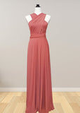 Daphne | Elegance Infinity Peach Chiffon Maxi Bridesmaid Dress with Multiway Convertible - Peach - PROMDRESS Club