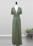 Dawn | Romance Convertible Light Olive Green Maxi Bridesmaid Dress with Multiway Infinity - Olive Green - PROMDRESS Club