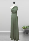 Dawn | Romance Convertible Light Olive Green Maxi Bridesmaid Dress with Multiway Infinity - Olive Green - PROMDRESS Club