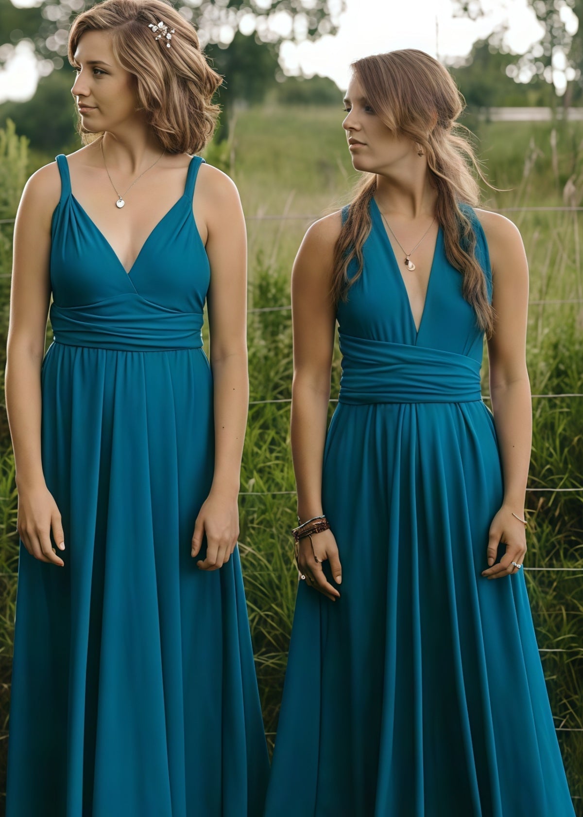 Deborah | Eternal Convertible Teal Blue Chiffon Maxi Bridesmaid Dress with Multiway Infinity - Teal Blue - PROMDRESS Club