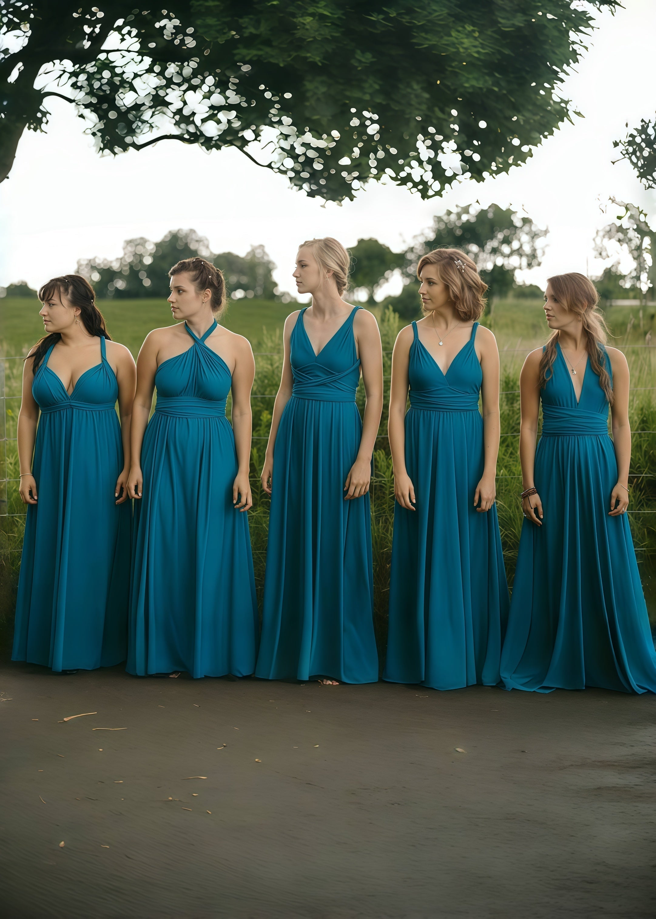 Deborah | Eternal Convertible Teal Blue Chiffon Maxi Bridesmaid Dress with Multiway Infinity - Teal Blue - PROMDRESS Club