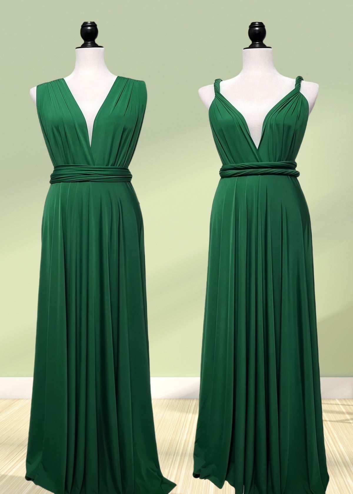 Deirdre | Epitome of Allure Infinity Emerald Green Chiffon Maxi Bridesmaid Dress with Multiway Convertibl - Emerald Green - PROMDRESS Club