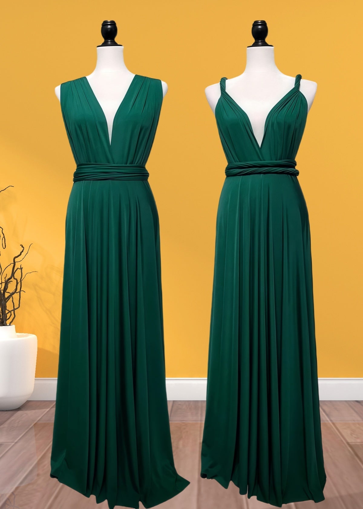 Delia | Sweetest Beloved Infinity Emerald Green Chiffon Maxi Bridesmaid Dress with Multiway Convertible - Emerald Green - PROMDRESS Club