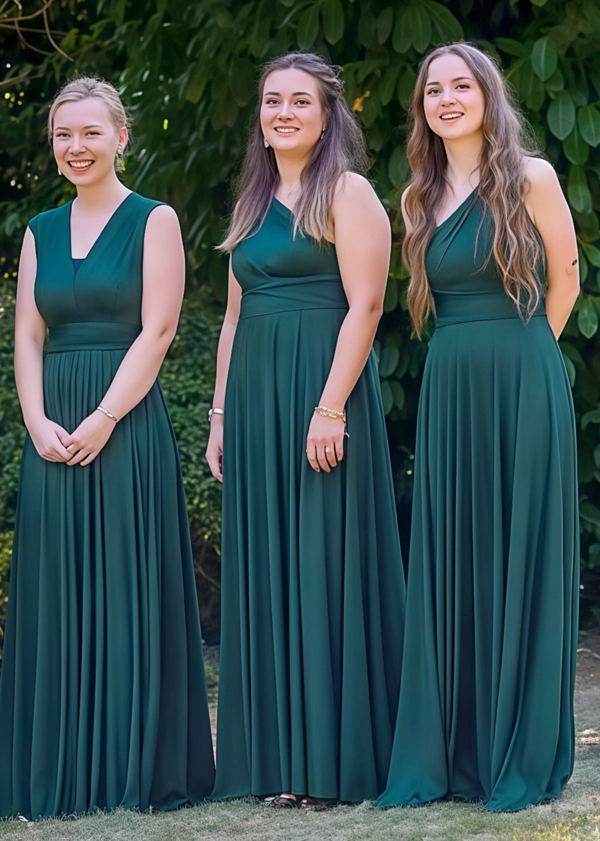 Delia | Sweetest Beloved Infinity Emerald Green Chiffon Maxi Bridesmaid Dress with Multiway Convertible - Emerald Green - PROMDRESS Club