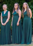 Delia | Sweetest Beloved Infinity Emerald Green Chiffon Maxi Bridesmaid Dress with Multiway Convertible - Emerald Green - PROMDRESS Club