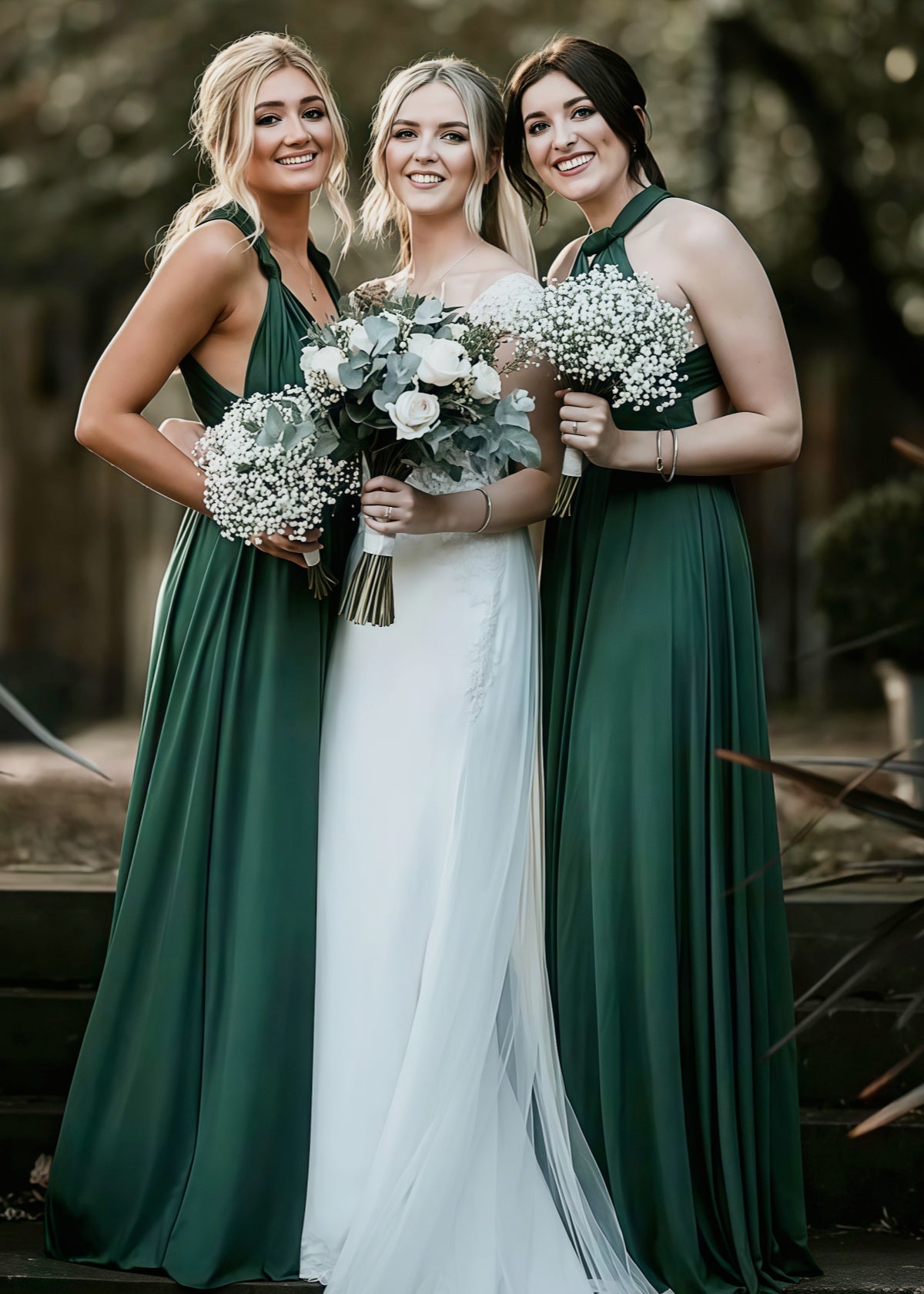 Delia | Sweetest Beloved Infinity Emerald Green Chiffon Maxi Bridesmaid Dress with Multiway Convertible - Emerald Green - PROMDRESS Club