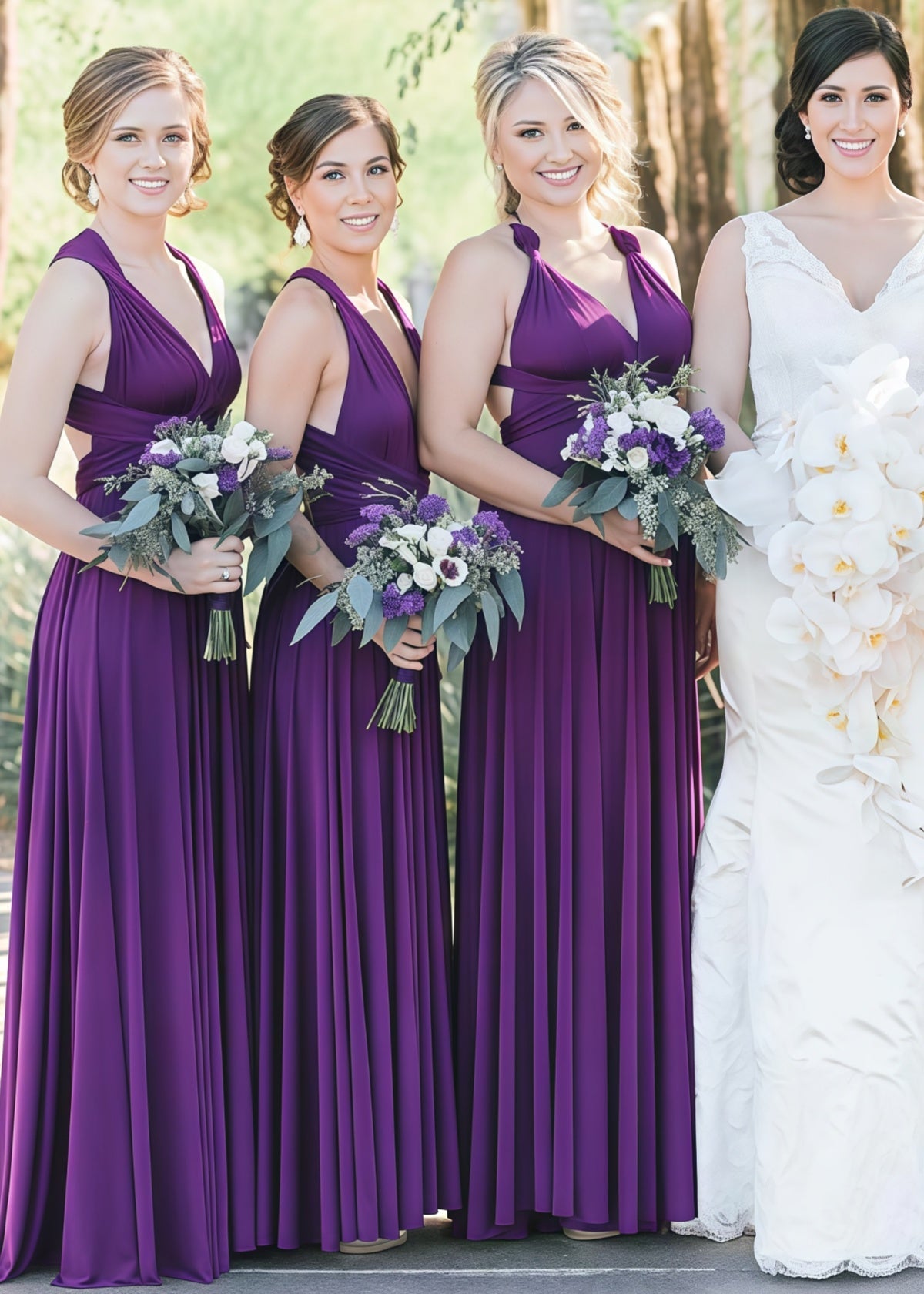 Dominic | Truly a Beauty Infinity Purple Chiffon Maxi Bridesmaid Dress with Multiway Convertible - Purple - PROMDRESS Club