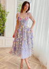 Felicity | Dreamy Lavender Floral Prom Dress | Elegant Midi Formal Dress for Weddings & Events Color Lavender Floral