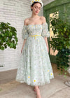 Francesca | Exquisite Sage Green Strapless Short Sleeve Midi Floral Formal Dress – Stand Out in Elegance Color Sage Floral