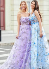 Gabrielle | Lavender Flower Formal Dress – Stunning Corset Floral Prom Dress for Elegant Occasions Color Light Blue Floral