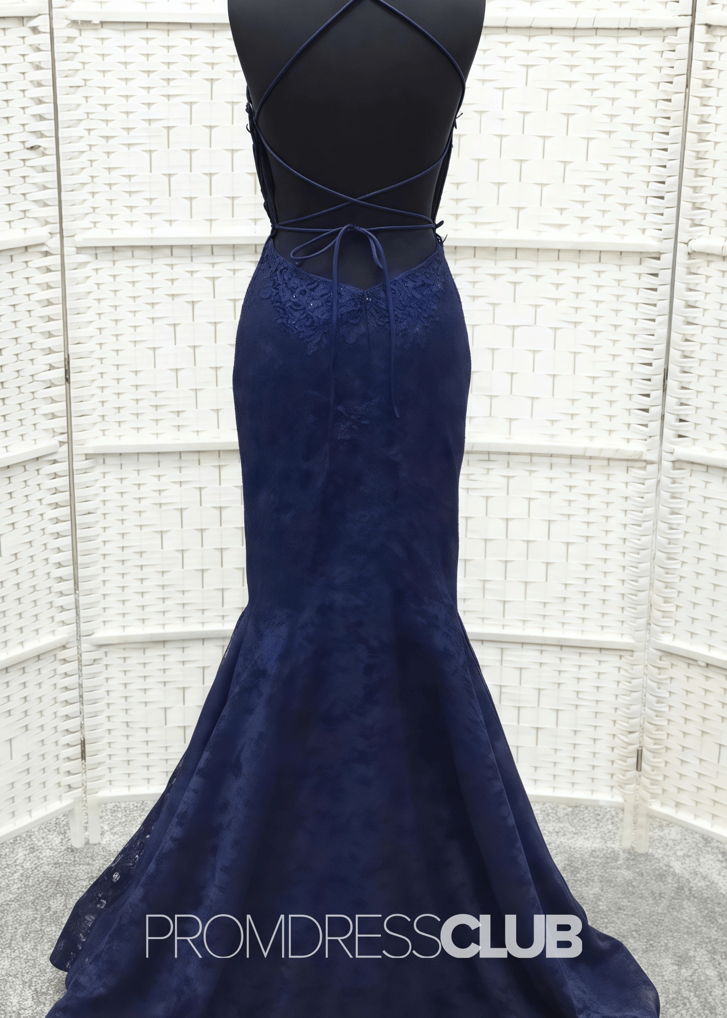 Ida |Long Navy Blue Prom Dresses Store With Backless Strapless Mermaid Lace - Navy Blue - US0 - PromDressClub