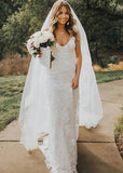 Isabel | Exquisite Mermaid Backless White Lace Wedding Dress with Sweep Train - White - PROMDRESS Club