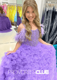 katherine | Beaded Ruffle Light Purple Pageant Dresses for Girls - Light Purple - PromDressClub