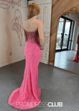 Laura | Mermaid Strapless Pink Sequin Long Prom Dress - Pink - PROMDRESS Club