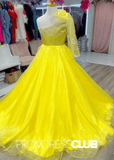 Laurel | Beaded Yellow Long Pageant Dresses for Girls - Yellow - PromDressClub