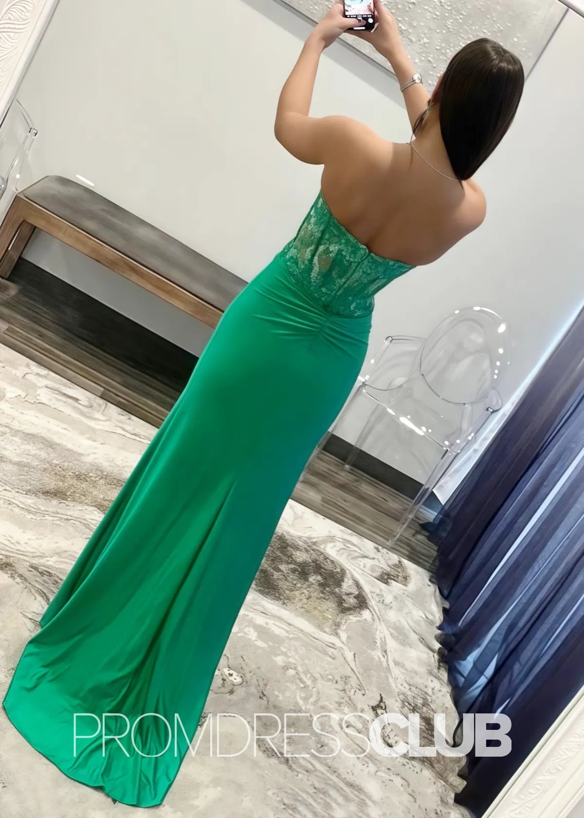 Natalie |Long Fuchsia Prom Dresses Near Me With Mermaid Sweetheart Slit - Green - US0 - PromDressClub