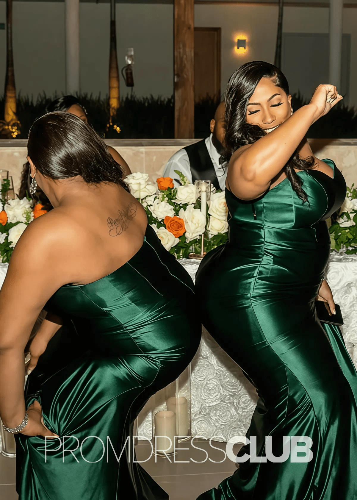 Patricia |Plus Size Long Dark Green Bridesmaid Dresses Near Me With Mermaid Sweetheart Satin Emerald - Dark Green - PromDressClub