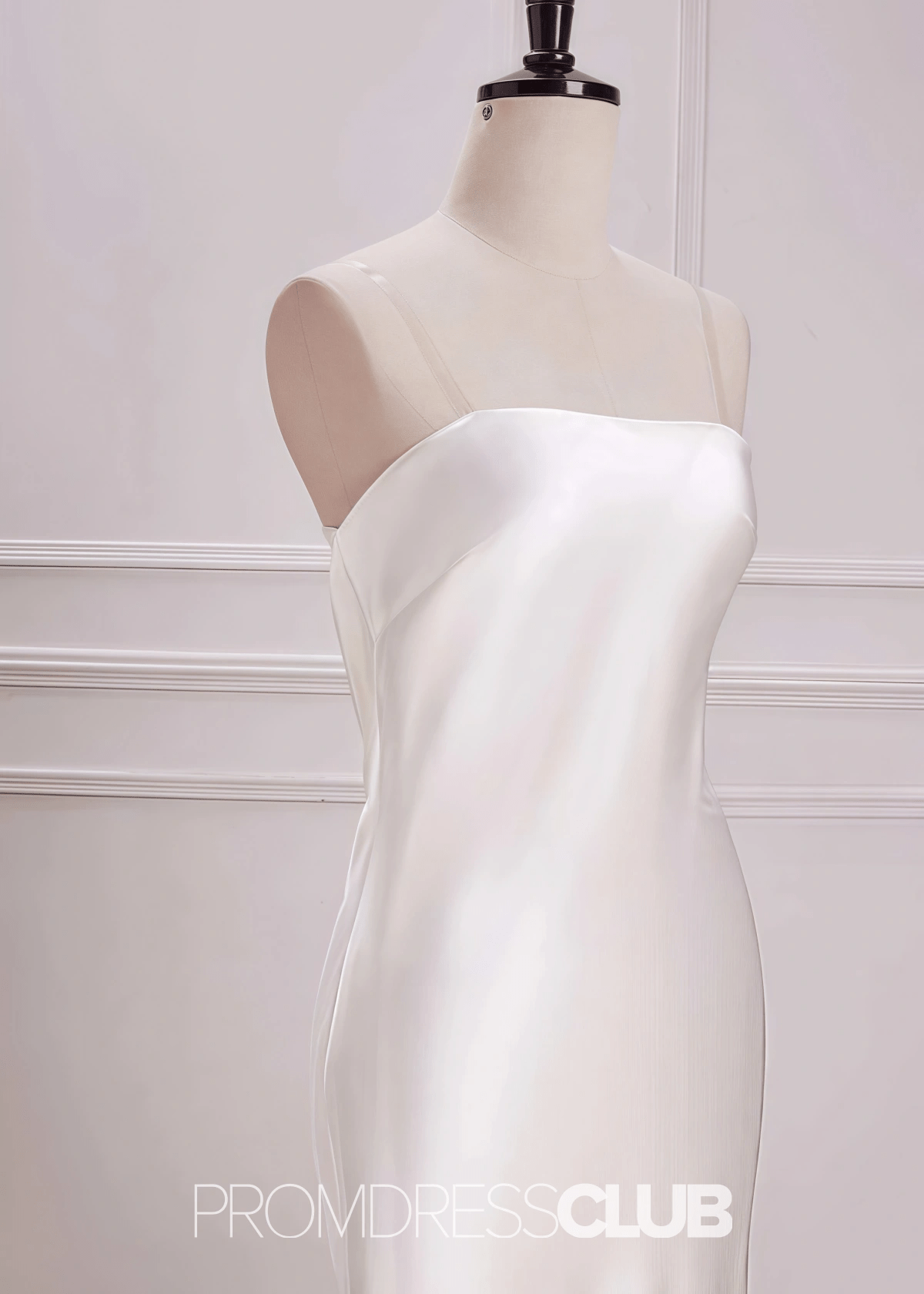 Penelope | Mermaid Strapless White Satin Long Birdesmaid Dress - White - PROMDRESS Club